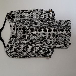 ALICE & TRIXIE SZ L IVORY AND BLACK SILK BLOUSE